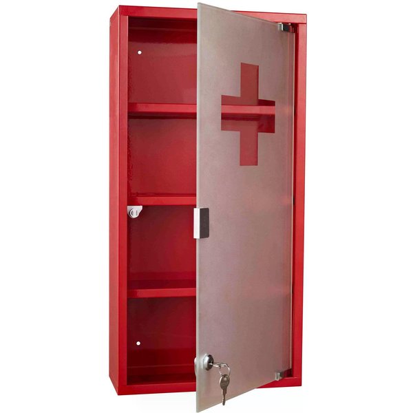 HOMCOM Stainless Steel Wall Mounted Medicine Cabinet-Red | Aosom Ireland