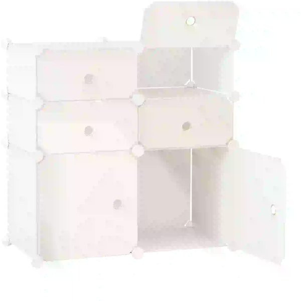 HOMCOM DIY Plastic Wardrobe Closet Free Standing Cupboard 6 Cubic Organizer Home Clothes T-shirt Divider - White | Aosom Ireland