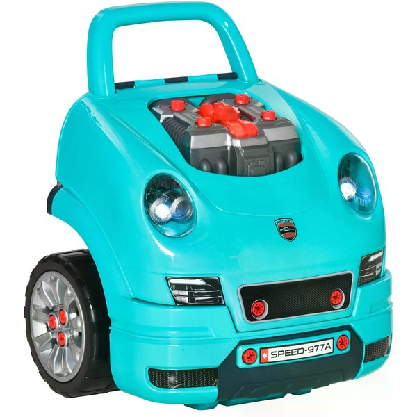 HOMCOM Kids Truck Engine Toy Set, Educational Car Service Station Playset, Take Apart Workshop, w/ Steering Wheel, for 3-5 Years Old Teal Green | Aosom Ireland