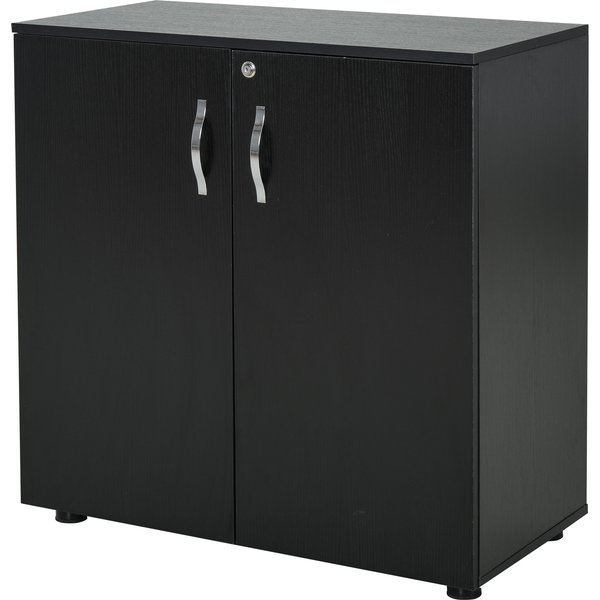 Vinsetto Black Cabinet Lockable File Cabinet with 2-Tier & Anti-Slip Feet, Storage for Office Equipment, 80 x 80 x 40cm | Aosom Ireland