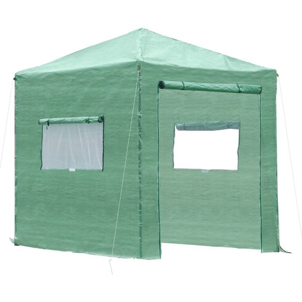 Outsunny Portable Walk in Pop-up Greenhouse Outdoor for Plants Garden Foldable with Carrying Bag , PE Cover, Steel Frame, Green | Aosom Ireland