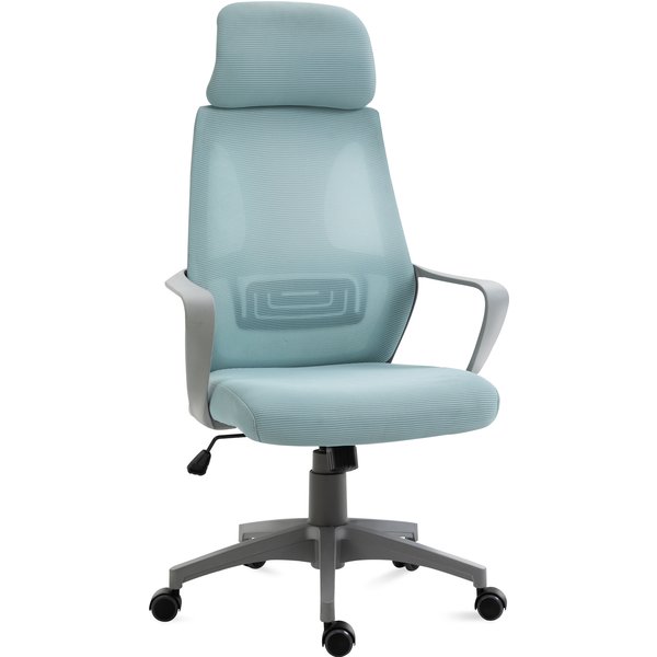 Chaise Vinsetto Ergonomique Chaise De Bureau Inclinable Hauteur RéGlable 64X55X116-126 Cm Bleu-image