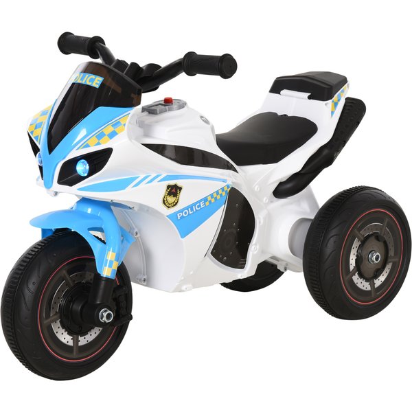 HOMCOM Kids Ride-On Police Bike 3-Wheel Vehicle w/ Music Lights Safe Seat Handlebars Toddler NO POWER Child Learning Fun Development 18-36 Months Blue | Aosom Ireland