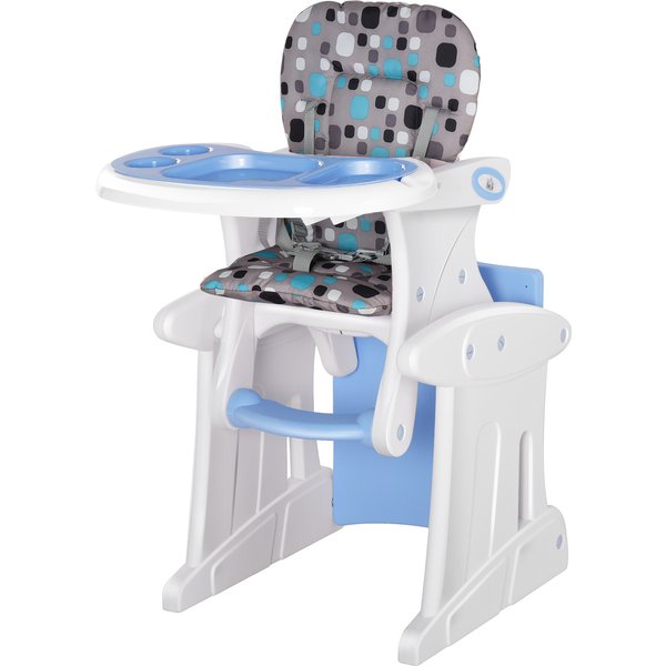 HOMCOM 3-in-1 Baby Chair: Convertible Booster High Chair, Sturdy HDPE Construction, Easy-Clean Design, Space-Saving, Blue Hue | Aosom Ireland