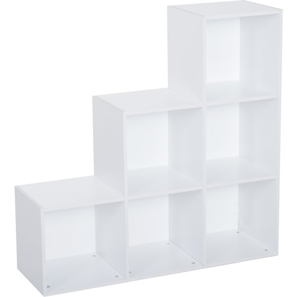 HOMCOM 3-Tier 6 Cube Shelving Unit: Organised Storage Solution for Home & Office, Pristine White | Aosom Ireland