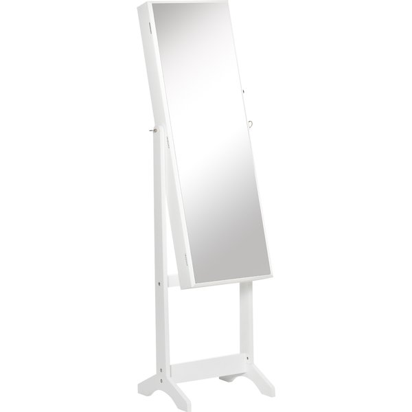 HOMCOM Lockable Jewellery Cabinet with Full-Length Mirror, Armoire Organiser for Bedroom Dressing Room, White | Aosom Ireland