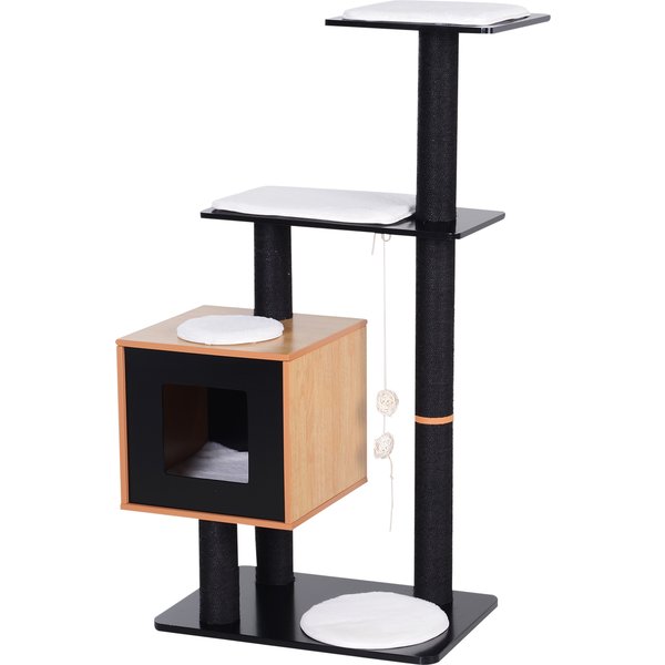 Cat Tree w/ Condo Sisal Scratching Post & Washable Mat | Aosom Ireland