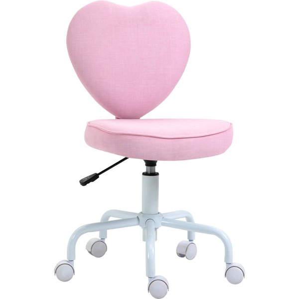 HOMCOM Executive Swivel Chair, Love Shape Office Chair with Adjustable Backrest, 360° Swivel Wheel for Home, Office, Pink | Aosom Ireland