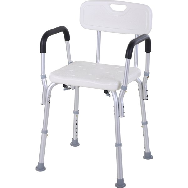 Homcom 6-Level Adjustable Aluminum Bath Stool Spa Shower Chair w/ Non-Slip Feet Armrest Back | Aosom Ireland