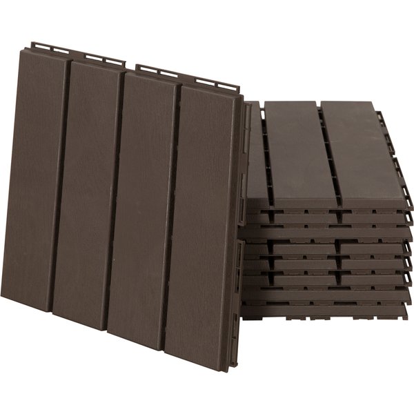 Outsunny 12" x 12" PP Interlocking Composite Deck Tile 9 Pack - | Aosom Ireland