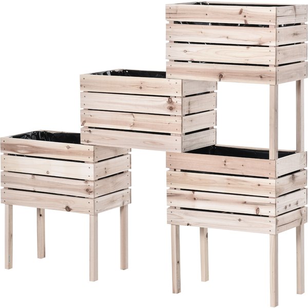 Outsunny 4PCS Wooden Planter Raised Garden Beds Kits Elevated Garden Beds for Flowers Vegetables Outdoor Indoor Planting Box Container | Aosom Ireland