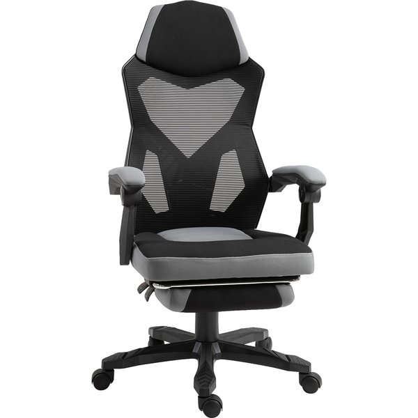 Vinsetto Office Chair Adjustable Height Recliner w/ Retractable Footrest Wheel Mesh Back Home | Aosom Ireland