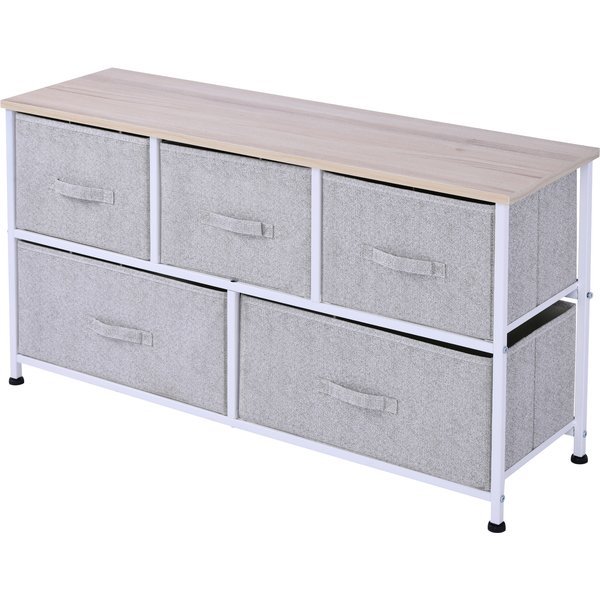 5 Drawer Storage Dresser Tower Hallway Office Organizer Unit Steel Frame Wood Top | Aosom Ireland
