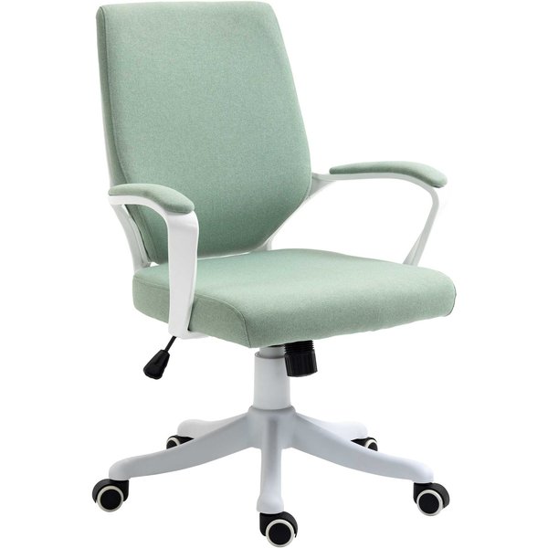 Vinsetto Office Chair Desk Chair Home Office Chair with Rocking Function Backrest Height Adjustable Thickly Padded Ergonomic 360° Swivel Wheels Polyester Nylon PP Green+White 62x69x92-100 cm | Aosom Ireland