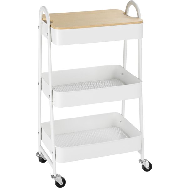 HOMCOM Kitchen Cart Metal Rolling Cart 3 Tiers Metal with Large Storage Space and Top for Kitchen and Office Storage Cart Serving Cart Kitchen Shelf with Wheels Steel White 45 x 31 x 79.4 cm | Aosom Ireland