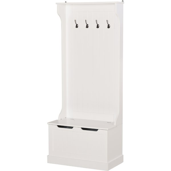 HOMCOM Hall Tree w/ Storage Bench Coat Racks 4 Hooks Wooden Seat Space Saving Simple Robust | Aosom Ireland