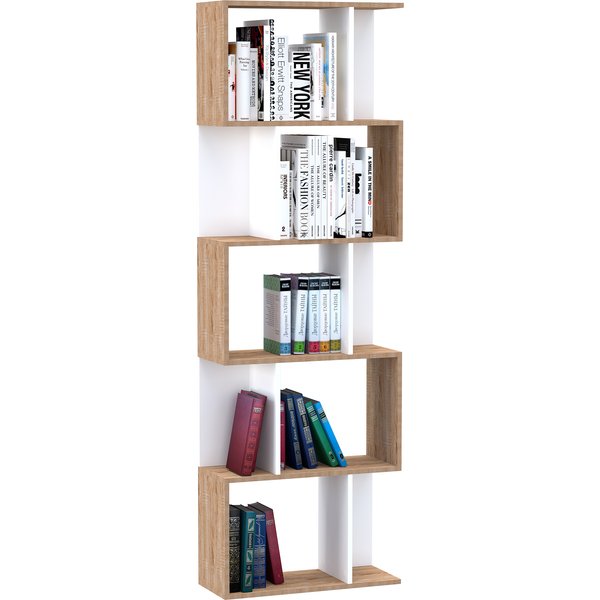 HOMCOM 5-tier Bookcase Storage Display Shelving S Shape design Unit Divider White | Aosom Ireland