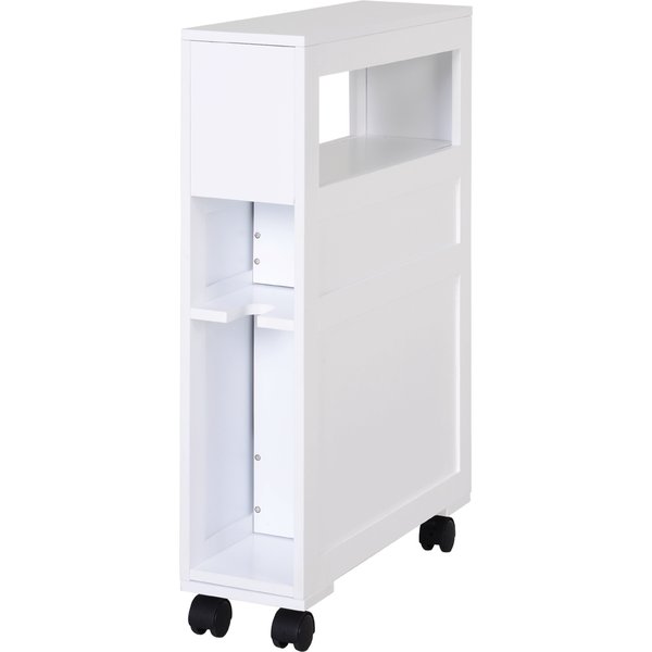 HOMCOM MDF Narrow Rolling Bathroom Side Cabinet White | Aosom Ireland