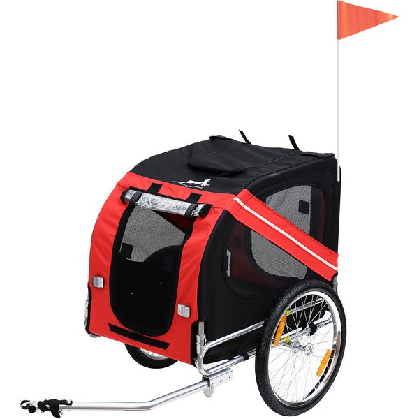 PawHut Folding Dog Bike Trailer, Pet Carrier Bicycle Trailer with Steel Frame Stroller, Red & Black | Aosom Ireland