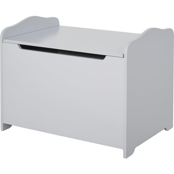 HOMCOM Wooden Kids Children Toy Storage Organizer Chest Safety Hinge Play Room Furniture Grey 60 x 40 x 48 cm | Aosom Ireland