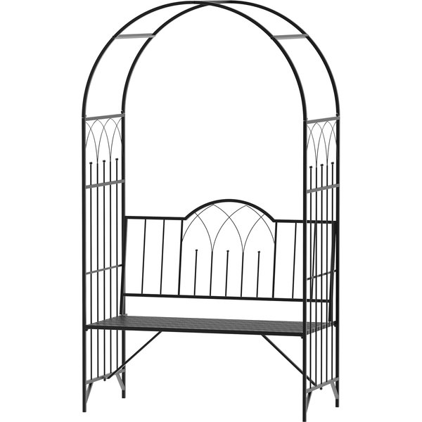 Outsunny Garden Arch Bench Outdoor Patio Trellis Arbor for Climbing Plant Antique Black|Aosom Ireland