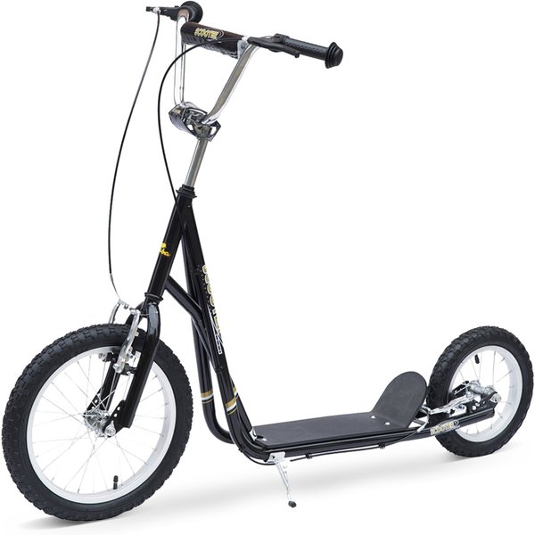 HOMCOM Teen Scooter Push Kick Scooters for Kids with Rubber Wheels Adjustable Handlebar Front Rear Dual Brakes Kickstand, Black | Aosom Ireland