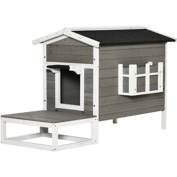 PawHut Deluxe Outdoor Cat House All Weather w/ Porch | Aosom Ireland