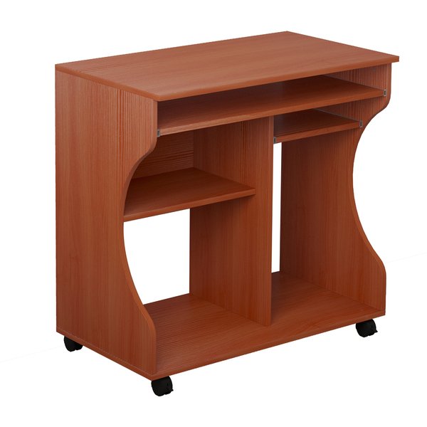 HOMCOM Computer Desk on Wheels, Movable Workstation with Sliding Keyboard Tray, Storage Shelves, 80 x 48 x 76 cm | Aosom Ireland