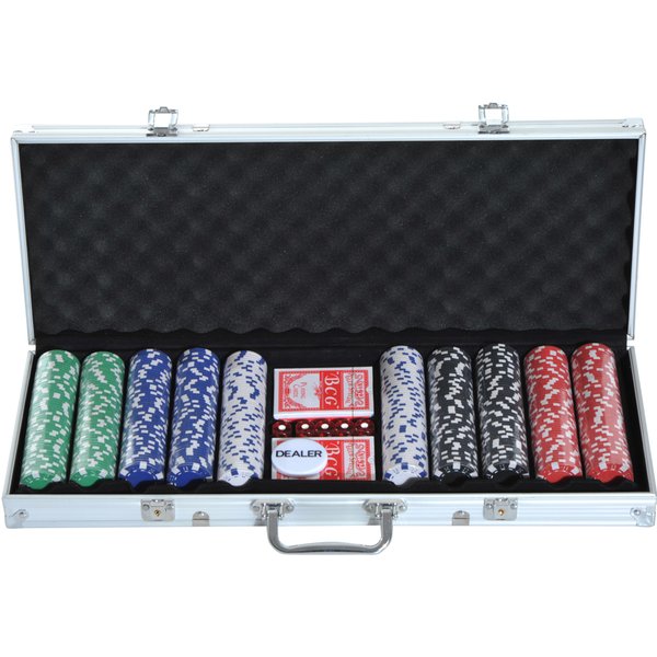 HOMCOM 500 Piece Dice-Striped Poker Chip Set | Aosom Ireland