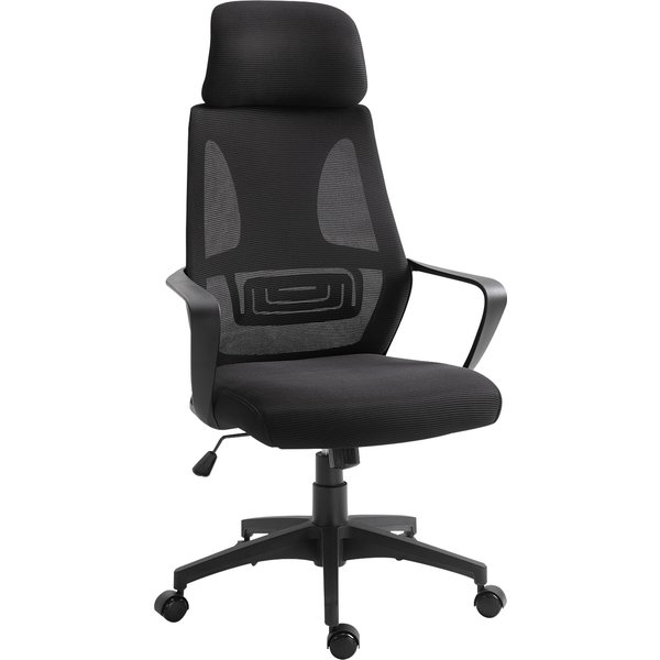 Vinsetto Ergonomic Office Chair, Breathable Mesh Desk Chair with Adjustable Headrest, Lumbar Support and Tilt Function, Black | Aosom Ireland