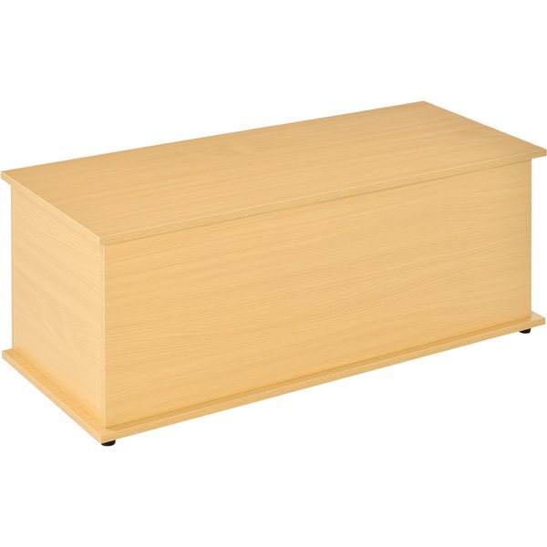 HOMCOM Wooden Storage Trunk, Clothes Toy Chest Bench Seat Ottoman, Bedding Blanket Container with Lid, Burlywood. | Aosom Ireland