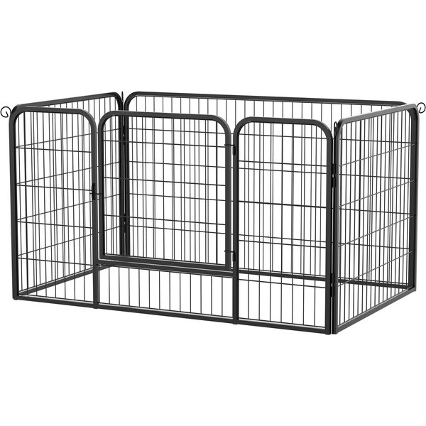 PawHut Heavy Duty Dog Pet Puppy Metal Playpen Play Pen Rabbit Pig Hutch Run Enclosure Foldable Black Large, 125 x 80 x 70 cm | Aosom Ireland