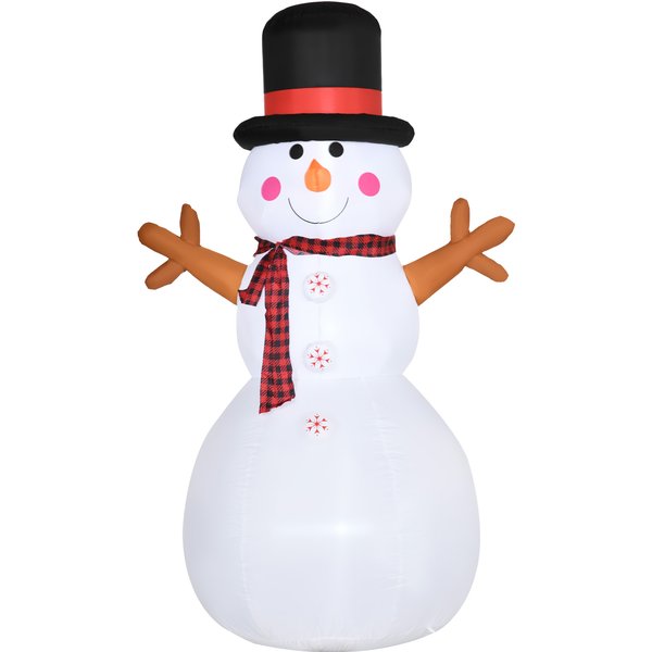 HOMCOM 6ft Inflatable Snowman, Outdoor Indoor Christmas Decoration for Lawn with Hat Scarf LED Lights|Aosom Ireland