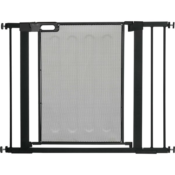 PawHut Pressure Fit Safety Gate for Doors and Stairs, Dog Gate with Auto Close, Pet Barrier for Hallways, with Double Locking, 2 Extensions Kit Black | Aosom Ireland