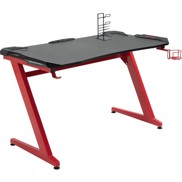 HOMCOM Gaming Computer Table with Cup Holder, Headphone Hook, Gamepad Holder & Cable Management, 122cm Red Black Desk | Aosom Ireland