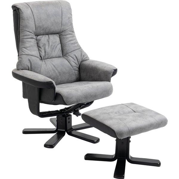 HOMCOM Fabric Recliner Sofa Armchair with footstool Swivel Sofa Grey | Aosom Ireland