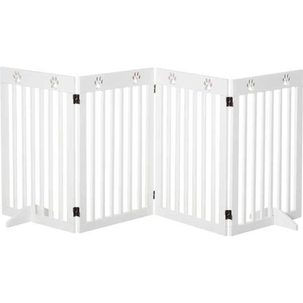 PawHut Foldable Wooden Pet Barrier: 4-Panel Safeguard for Doorways & Stairs, White | Aosom Ireland
