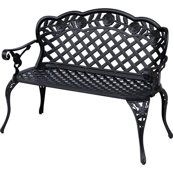 Outsunny Garden Bench, Cast Aluminium, 107Lx58Wx85H cm-Black|Aosom Ireland
