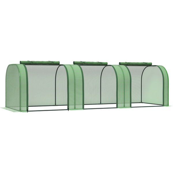Outsunny Tunnel Greenhouse, PE Cover, Steel Frame, Garden Grow House with Zipper Door, 295x100x80cm, Green | Aosom Ireland