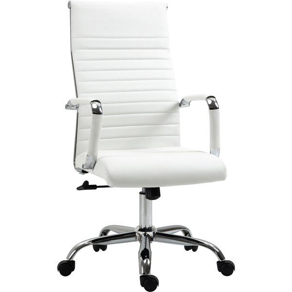 Vinsetto Conference Room Chairs, High Back, Swivel PU Leather, with Arm, Wheels, Adjustable Height, White | Aosom Ireland