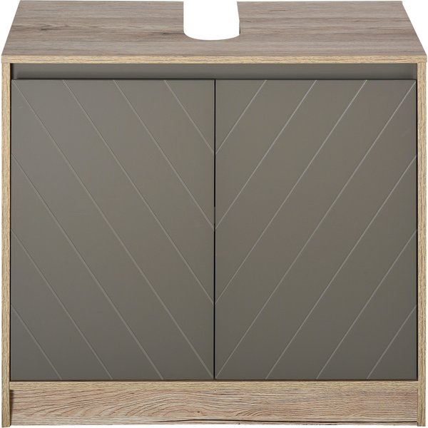 HOMCOM Bathroom Vanity Unit w/ Adjustable Shelf, Under Sink Cabinet, Floor Standing Cupboard Cabinet 2 Doors Versatile Style, Grey | Aosom Ireland