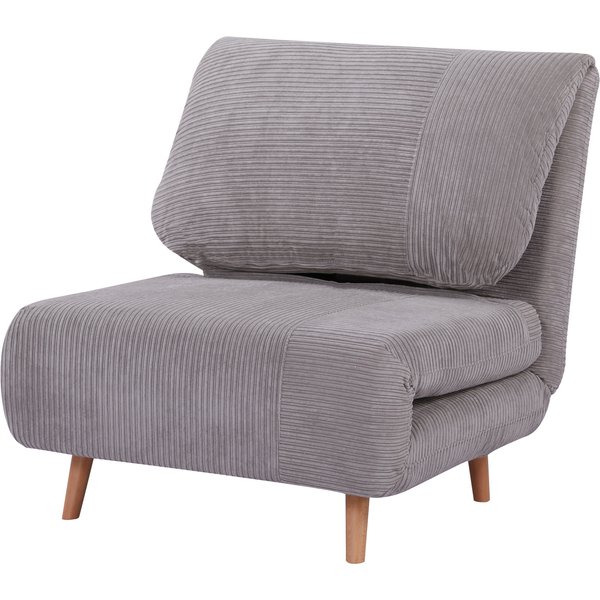 HOMCOM 2-in-1 Schlafsofa, Schlafsessel, verstellbar Klappmatratze, Gästebett, Klappbett, Cord-Optik für Schlafzimmer, Wohnzimmer, Hellgrau Aosom
