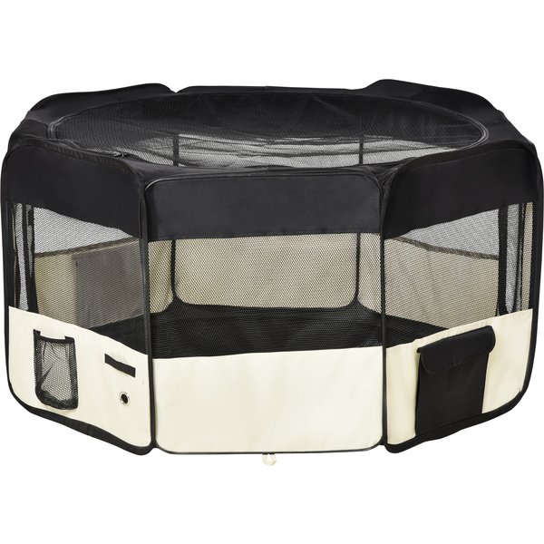 PawHut Puppy Playpen Indoor Fabric Foldable Cream 120x58H cm Pet Enclosure | Aosom Ireland