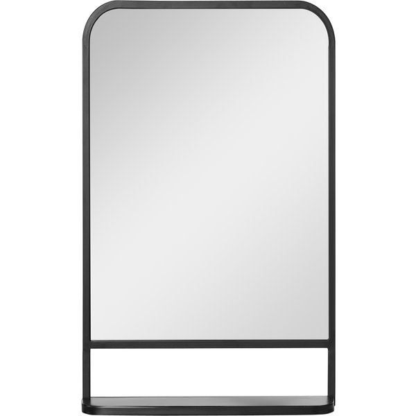 HOMCOM Modern Wall Mirror with Storage Shelf, 86 x 53 cm, Contemporary Design for Bedroom, Living Room, Black | Aosom Ireland