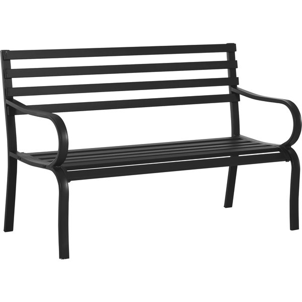 Outsunny 2 Seater Garden Bench Metal Garden Chair Loveseat for Outdoor Patio, Porch, Park Black | Aosom Ireland