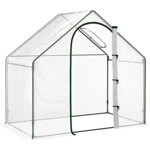 Outsunny Walk In PVC Greenhouse Garden Outdoor Flower Planter Steel Frame w/ Zipped Door & Window 180 x 100 x 168CM White | Aosom Ireland