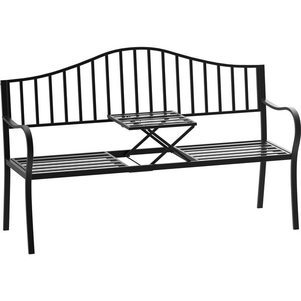 Outsunny Outdoor Deluxe Metal Frame Patio Park Garden Bench Middle Table | Aosom Ireland