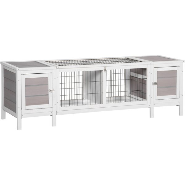 PawHut Indoor Bunny House with Slide-out Tray Grey Pet Home | Aosom Ireland