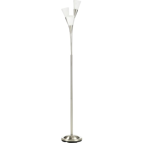 HOMCOM Modern Floor Lights with 3-Light Upright Design, Foot Switch, Steel Frame, Floor Standing Lamp for Living Room & Bedroom, Silver | Aosom Ireland