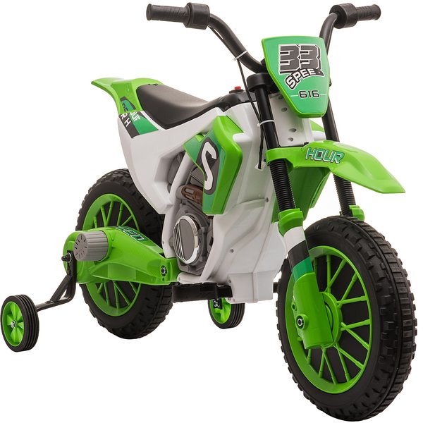 HOMCOM 12V Kids Electric Motorbike Ride On Motorcycle Vehicle Toy with Training Wheels for 3-5 Years Old, Green | Aosom Ireland